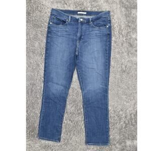 Levi's Women's Blue Classic Straight Jeans Size 16 Regular Zip Solid Cotton